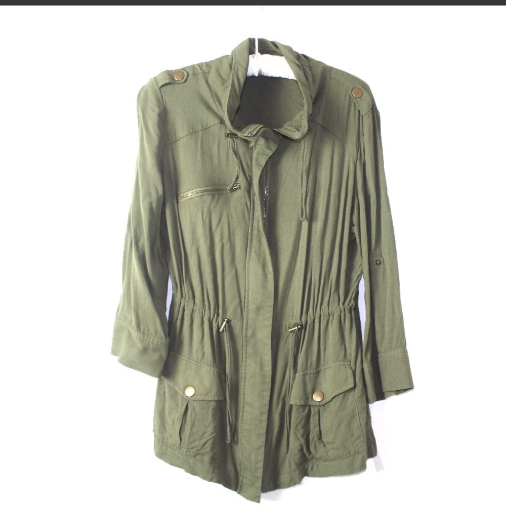 Apt. 9 women army green casual zip front jacket